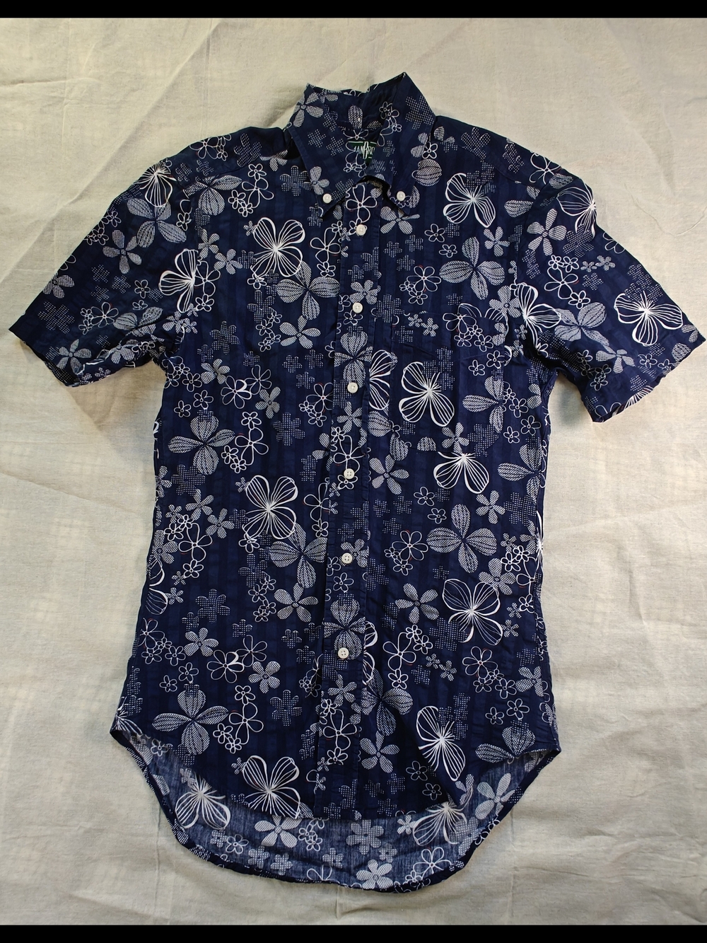 Gitman Brothers Navy Short-Sleeve Floral Button-Down Shirt